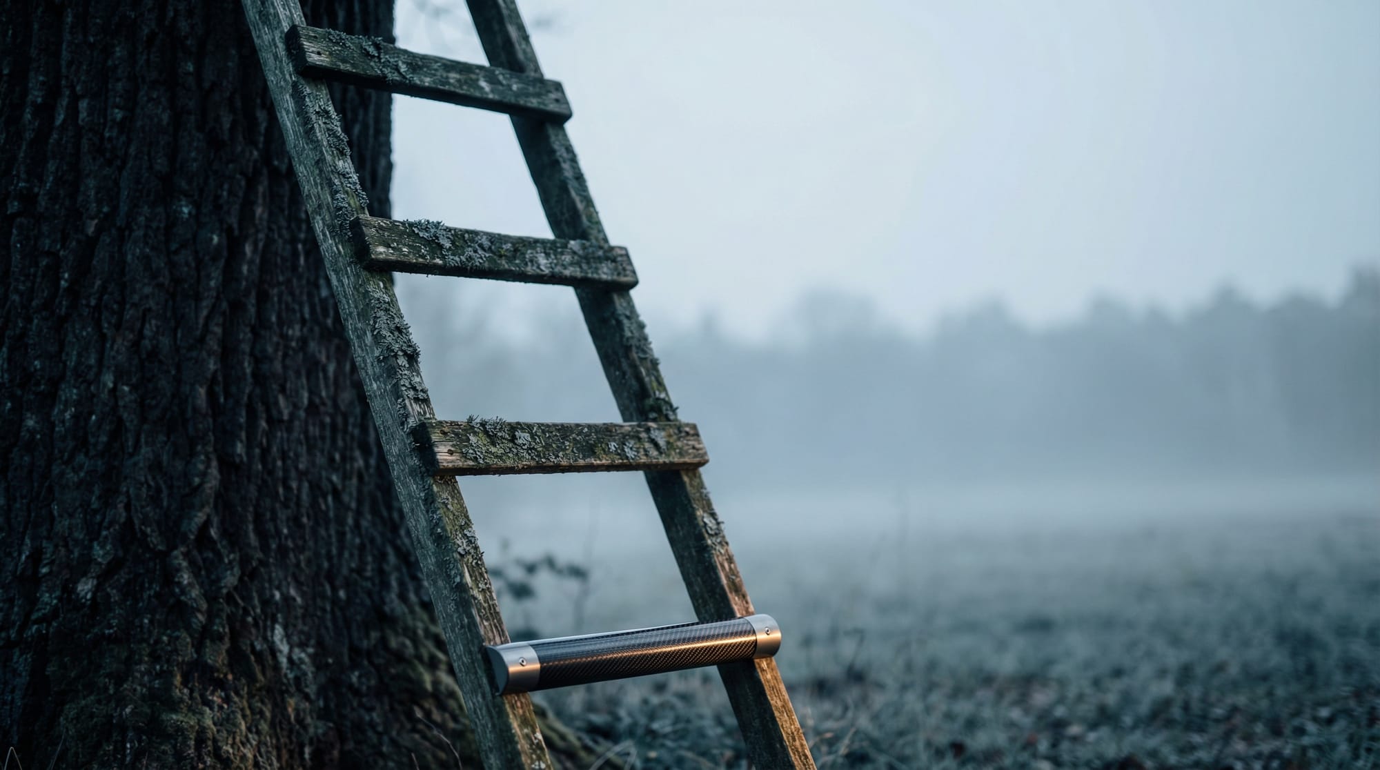 Wooden ladder with high-tech base