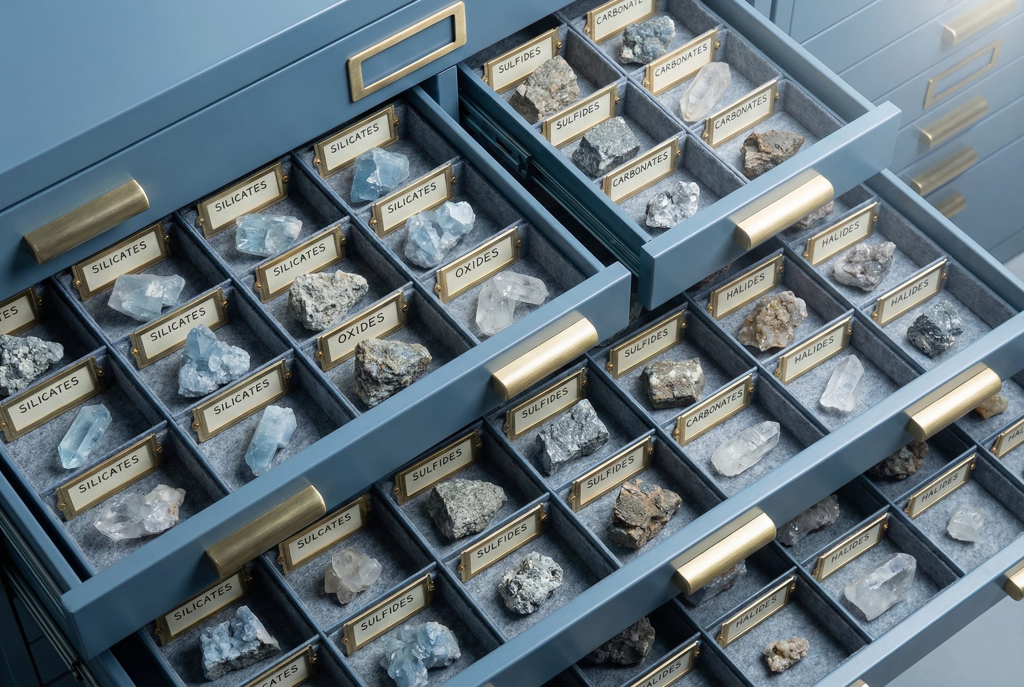 Specimen drawer with mineral samples